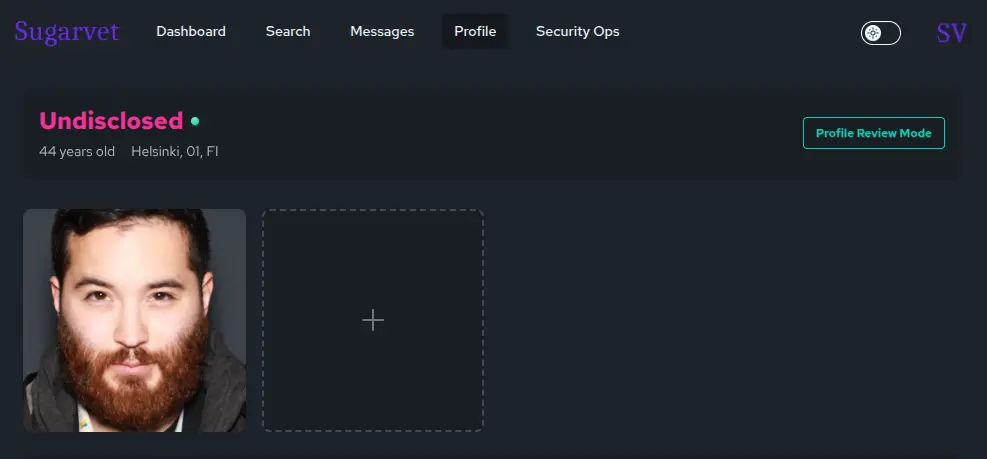 Detailed profile view showing verified attributes